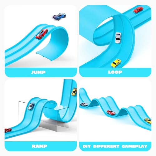 Car Track 4.5m, Flexible Race Track Cars Ramp Track Toy with 4 Alloy Cars and Storage Bag - Image 4