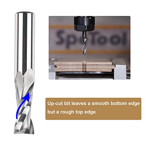 Spetool 2Pcs Upcut Spiral Router Bits 1/2 Shank With 1/2 Inch Cutting Diameter, Solid Carbide Cnc Wood Mortise Router Bit Set #TOP3