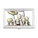 Cute White Mushroom Pattern Illustration Business Card Holder Case Pocket Box Wallet