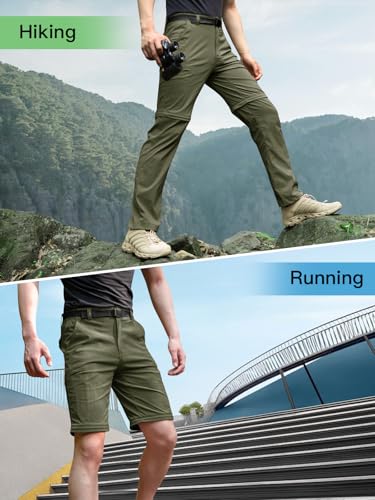 Free Soldier 6941489300844 Men'S Outdoor Convertible Hiking Pants With Belt Lightweight Quick Dry Tactical Cargo Pants Nylon Spandex thumb #5