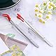 2 Stück Pinzette mit Gummispitzen Präzisionspinzette Edelstahl Pinzetten mit Flacher Spitze Gerader Spitze Flacher Spitze Langer Gebogener Pinzette für Labor Schmuck DIY Herstellu Briefmarken