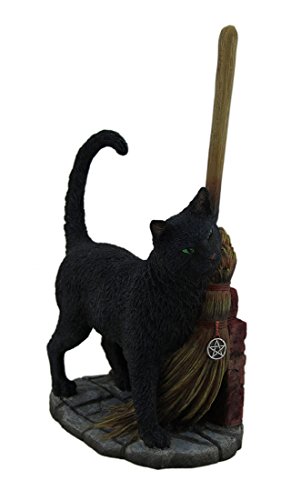 Figura decorativa de gato negro de resina pintada a mano 11 in