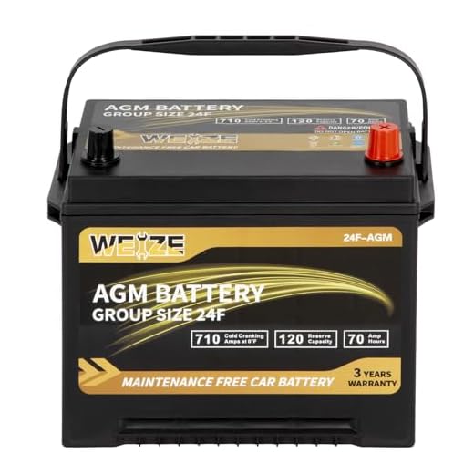 Weize Platinum AGM Battery BCI Group 24F Automotive Battery, 120RC, 710CCA, 36 Months Warranty, Dimensions 10.75" L x 6.81" W x 8.98" H