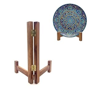Plate stands for display 7 inch plate holders for displaying rustic solid wood tabletop saucer rack folding picture frame holder easel  urban country home decor