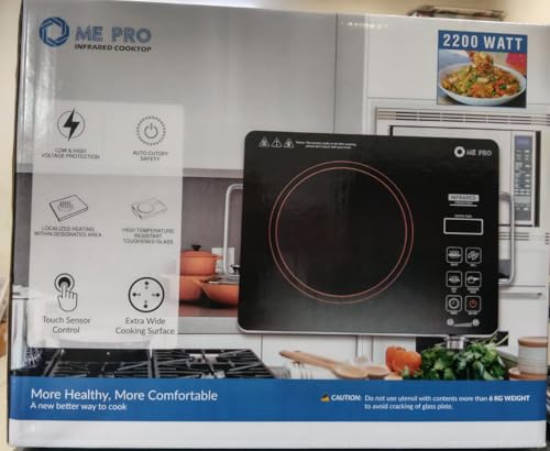 Image of ME PRO Infrared Cooktop, 2200 Watt, Touch Sensor Control, Extra Wide Cooking Surface, Auto Cutoff Safety