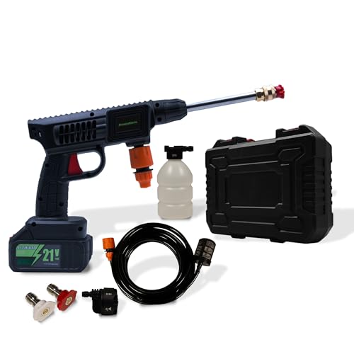 Hammersmith JetHawk - Kabelloser Druckreiniger inkl. 3 wechselbaren Sprühdüsen - wiederaufladbar - 13 bar Power - Lithium-Ionen Akku - Reiniger für Gartenschlauch - 5m Reichweite