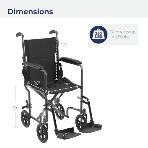 Drive Medical TR39E-SV Lightweight Folding Transport Wheelchair with Swing-Away Footrest, Silver by Drive Medical - Image 5