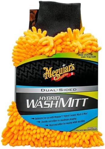 Meguiar's Hybrid Wash Mitt Waschhandschuh - Beidseitige Mikrofaser für optimale Reinigung und Schutz, Maschinenwaschbar, wiederverwendbar, kratzfrei, Autopflege, X210200EU