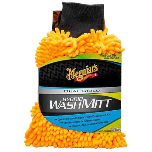 Meguiar's Hybrid Wash Mitt, Dual Sided for Washing and Waxing, Clear Coat Safe and Reusable - 1 Mitt