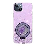 Rnrieyta Miagon Treibsand Ständer Hülle Glitzer für iPhone 13,Cute Dünn Crystal Schutzhülle Weiches Bling Transparent Case Bumper mit Flüssig Halter Kickständer
