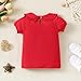 Magic Park 12M-5T Baby Girl Short Sleeve T-Shirt Toddler Ruffle Blouse Kid Solid Color Tee Casual Tops Holiday Clothes (5 Years, Short Red)