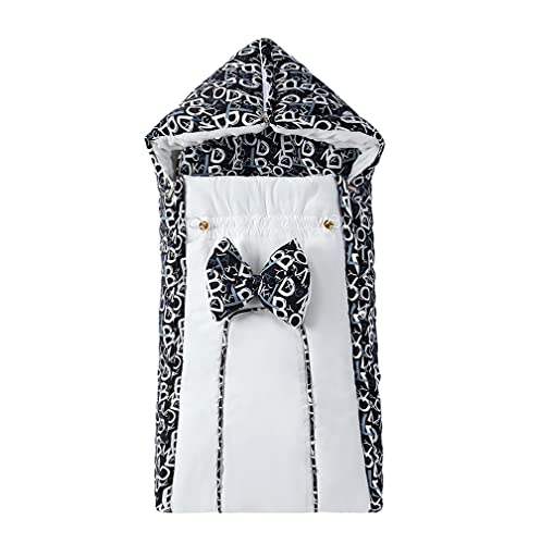Saco Dormir Bebe Invierno con Capucha 0-18 Meses,Manta Envolvente para Bebé Recién Nacido,Abrigo de Invierno Bebés Swaddle,Cálido,a Prueba de Viento,Impermeable,Resistente al Frío (90×46cm, Black) Cover