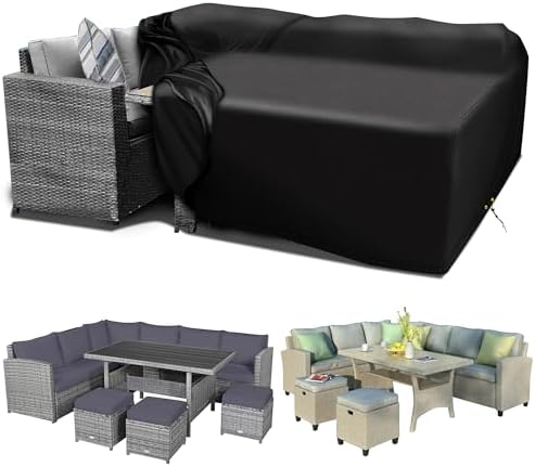 Heavy Duty 420D Waterproof Patio Furniture Cover 95"x43"x16" - Windproof With Straps & Storage Bag For Table Sets