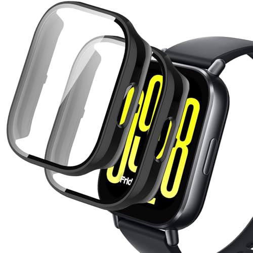 LanQii 用の Xiaomi Redmi Watch 5 Active ケース 2個セット カバー 用の Xiaomi Redmi Watch 5 Active スマートウォッチ 保護ケース ガラスフィルム 高級素材 一体型カバー キズ防止 軽量 全面