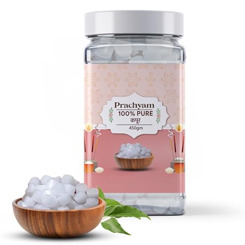 Prachyam 100% Pure Natural Camphor Tablets - 450g | Traditional Eco-Friendly Kapoor for Puja, Aarti, Havan & Meditation | Fast Burning with Divine Fragrance