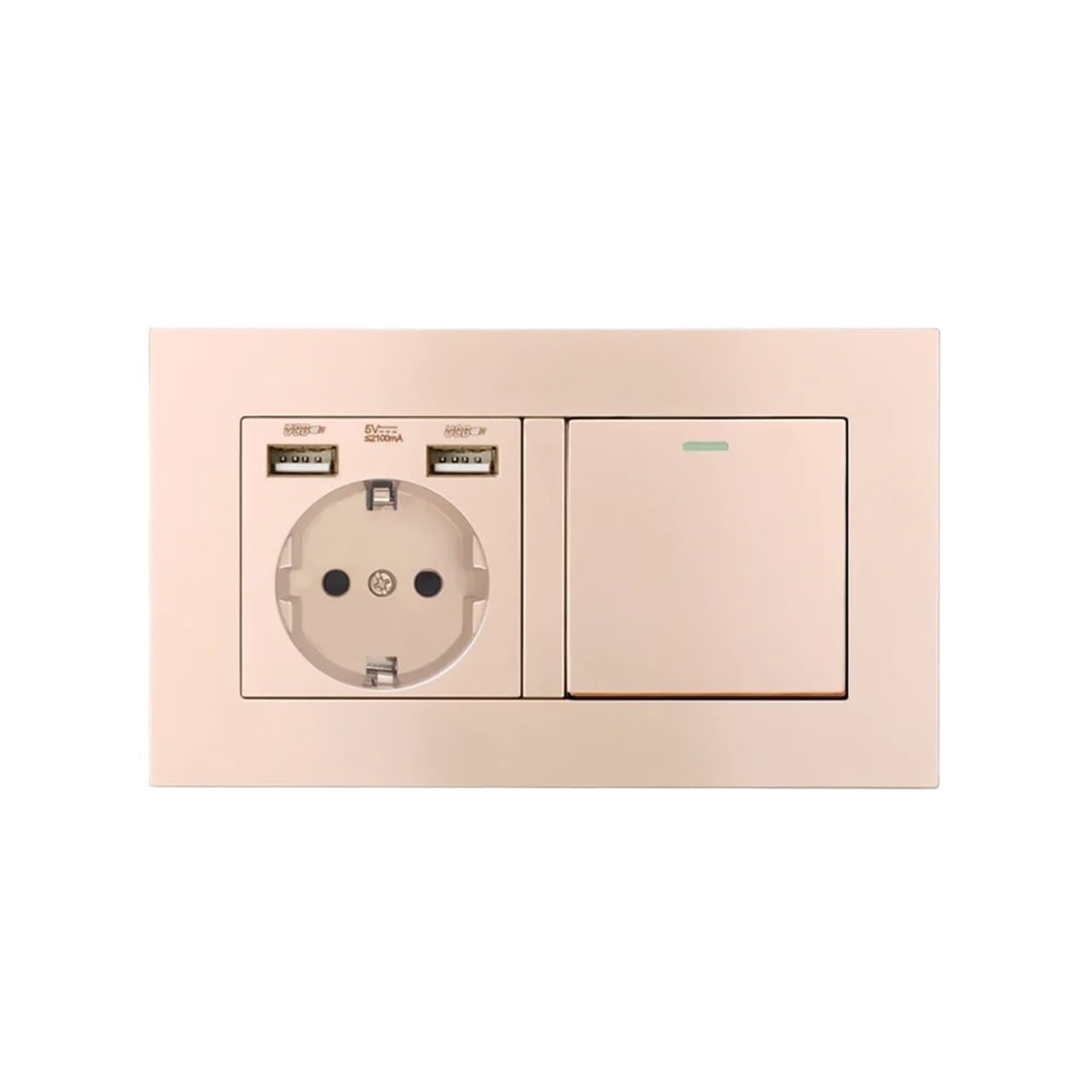 Socket with Rocker Switch 220V 16A with USB Wall Power Outlet 146mm*86mm 1 Gang 1/2 Way Electrical Sockets and Switches(1 Gang 2 Way,A1 Black with USB)