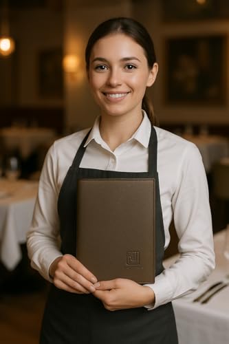 Image of NJ Restaurant Leather Menu Covers Holders screw fitting 9x12 inch Inches, Menu Presenters for Restaurants, Menu Holder: BROWN (4)