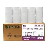 Thermorollen 80mm x 50m x 12mm - Kassenrollen - Bonrollen für Registrierkasse...