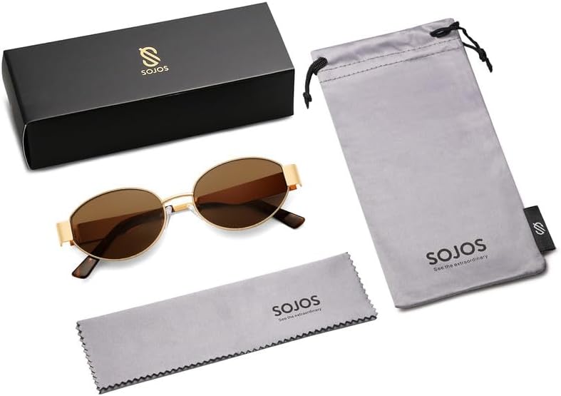 SOJOS Retro Oval Sunglasses for Women Trendy Classic Shades UV400 Protection SJ1256 - Image 7