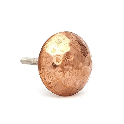 Shabby Restore Hammered Copper Round Head Drawer, Cabinet Knob Pull - Pack of 12