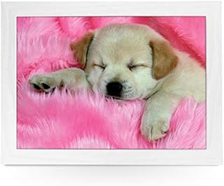 Portable Lap Desk Tray (Labrador Puppy) Handmade Wooden Frame, Beanbag Cushioned Bottom | Computers, Laptops, Meals, Food | L0012 White