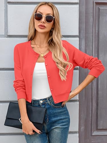 Image of Heymoments Women's Thin Shrugs Long Sleeve Lightweight Cropped Tops Open Front Cardigan for Dress S-2XL