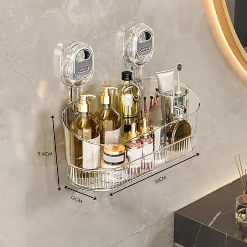 Image of Homero Multipurpose Wall-Mounted No-Drill Bathroom Shelf with Drainage | Durable ABS Material with Snap-On Installation | Spacious Organizer for Storing Bath Accessories & Toiletries