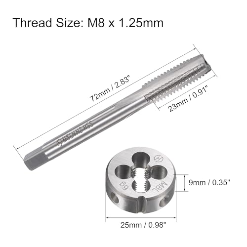 TOP-VIGOR M8 x 1.25mm Metric Left Hand Tap and Die Set, Machine Thread Screw Tap with Round Threading Die, Heavy Duty Tap & Die Kit for DIY, Repair, Cutting External and Internal Thread 2 TOP-VIGOR M8 x 1.25mm Metric Left Hand Tap and Die Set, Machine Thread Screw Tap with Round Threading Die, Heavy Duty Tap & Die Kit for DIY, Repair, Cutting External and Internal Thread - Image 2