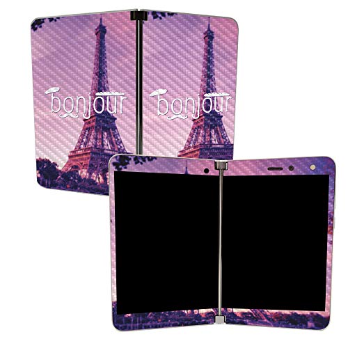 Image of MightySkins Carbon Fiber Skin for Microsoft Surface Duo - Bonjour | Protective, Durable Textured Carbon Fiber Finish | Easy to Apply, Remove, and Change Styles | Made in The USA