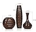 Hosley Set of 3 Carved Wood Vases Small 6 Inch Medium 8 Inch and Tall 12 Inch High Ideal Gift for Wedding and Use for Home or Office Decor Fireplace Floor Vases Spa Aromatherapy Settings O9 Brown