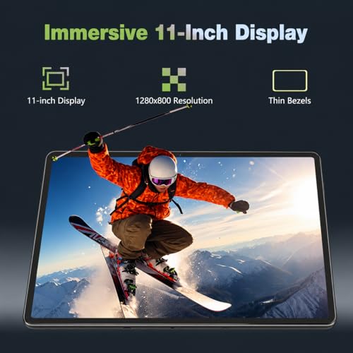 Image of 11 inch Android 15 Tablet with SIM Card Slot, 4G LTE Cellular Tablet, 128GB Storage, 6GB RAM, Octa-Core, GPS, WiFi, 8000mAh, Keyboard, Mouse, Stylus & Case for Travel, RV, Work, Silver