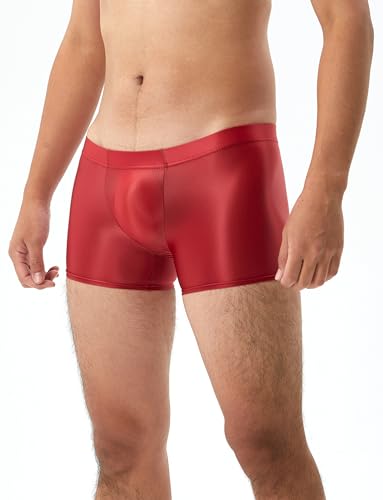 SEAUR Men's Silky Glossy Underwear Low Rise See Through Boxer Briefs Shiny Translucent Trunks Underpants Sexy Smooth Panties2