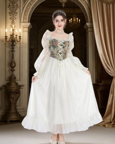 Image of NSPSTT Women Girls American Pioneer Colonial Dress Prairie Costume