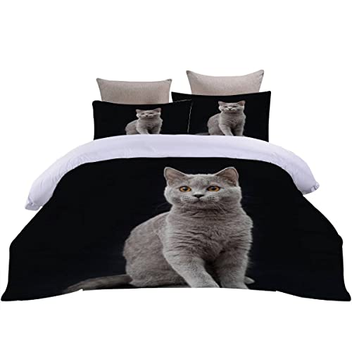 Housse de couette chat 200x200 ultra doux en microfibre premium lit double - 5