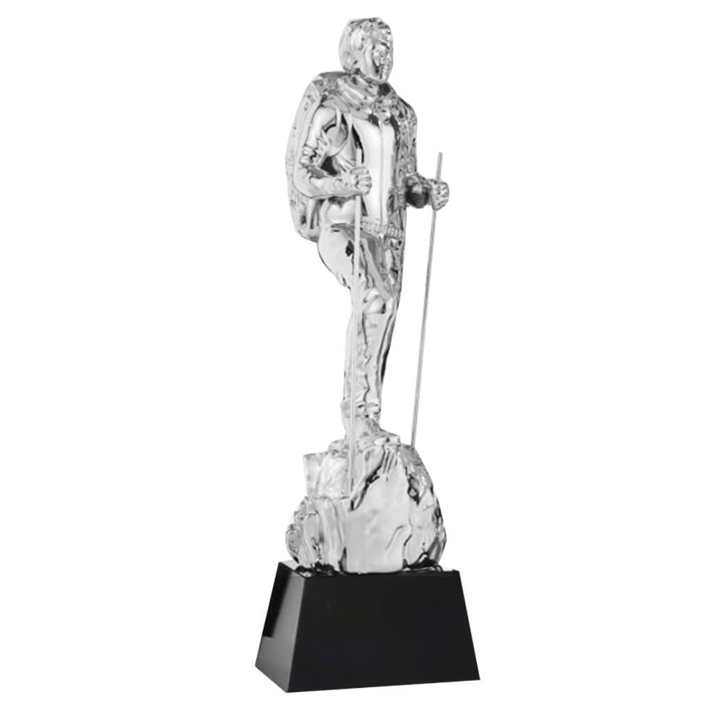Trophies Hiking Mountaineering Trophy Outdoor Climbing Cross-country Competition Championship Trophy Mountaineer Honor Trophy (Color : Silver, Size : 8 * 28cm)