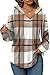 Bofell Cruise Outfits for Women 2025 Oversized Sweatshirt for Women Pullover Hoodies Trendy Fall Clothing Western Outfit Brown Plaid M