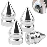 4 PCS Spiked Style Car Tire Valve Caps, Aluminium Alloy Tire Valve Stem Caps, Corrosion Resistant and Dustproof Tire Valve Stem Covers for Cars, Trucks, SUVs and Motorcycles (Silver)