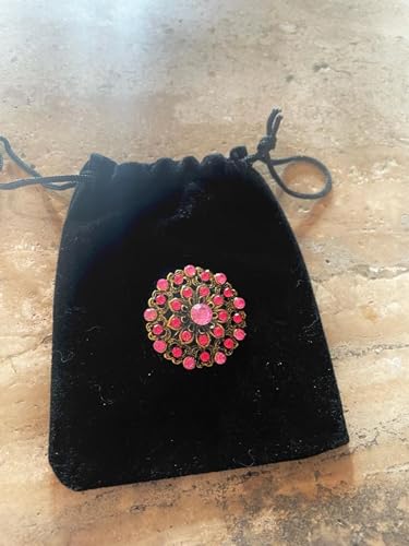 Broche de flor rosa estilo vintage accesorio chapa cristales 2