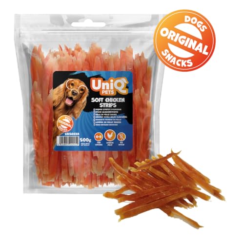 UniQ Pets Hundesnack Hähnchenbrust weich 500 g I getrocknetes Fleisch für Hunde Aller Größen I leckerer Hundeleckerli aus Hähnchenbrustfilet i kaustangen I ohne Zusatzstoffe
