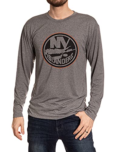NHL Mens Performance Rash Guard Base Layer Long Sleeve Shirt (New York Islanders, Large)