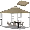 10×10 FT Gazebo Replacement Top, Canopy Replacement Cover Double Tiered for Outdoor BBQ Roof Cover Grill Shelter