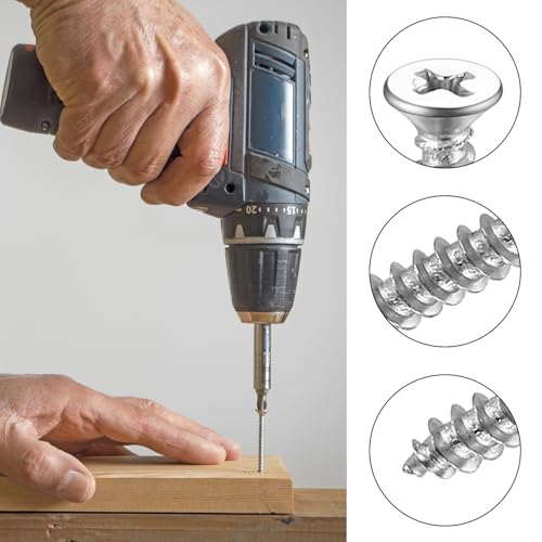 1600 Stück M2 Kleine Schrauben Set, Blechschrauben Selbstschneidende Schrauben Set, Holzschrauben Sortiment, Kreuzkopf Flachkopfschrauben Senkkopfschrauben für Holz Blech Beton(Silber)