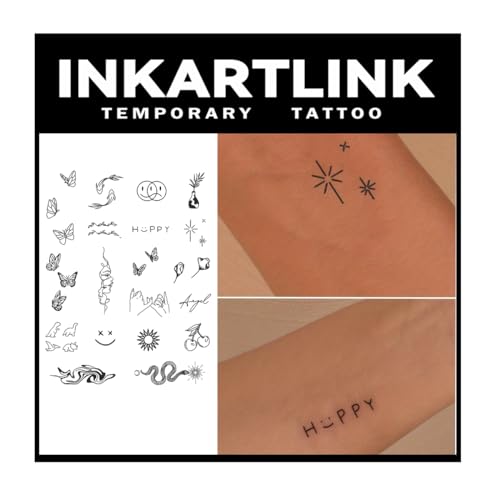 INKARTLINK Semi Permanent Tattoo 2 Sheets Butterflies and Smile