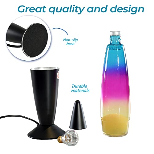 Rainbow Lava Lamp Volcan With Liquid Wax And Black Base 16 Inch Tri-Colored Decorative Table Lamp For Any Area Of Your Home (Bulb And Extra Bulb #TOP5