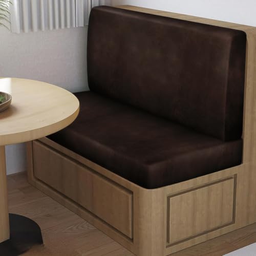 ANARACHON Leather Look RV Dinette Cushion Covers, Stretch Camper Cushion Slipcovers for Travel Trailer Couch RV Booth Seat(2 Backrest Cover & 2 Bench Cover,02 Coffee Brown)
