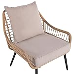 Balkonset Laureto 3-teilig Rattan Beige
