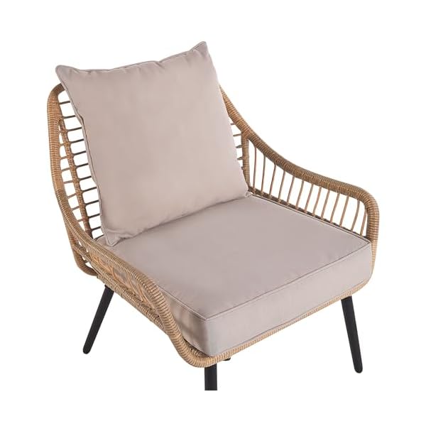 Balkonset Laureto 3-teilig Rattan Beige