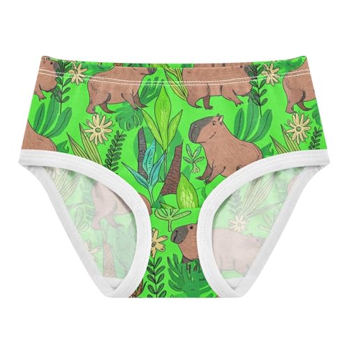 Joisal Cute Capybara Bush Plants Green Girl Panties Cute Toddler Girls Underwear Cotton Fun Print Kids Undies Briefs 2t