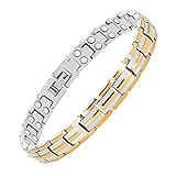 Feraco Magnetic Bracelet for Women Titanium Steel Magnetic Bracelet with Neodymium Magnets, Christmas Jewelry Gifts (8.66, 2X Strength Silver & Gold)