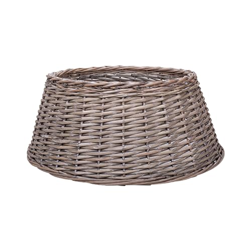 Natural Wicker Christmas Tree Skirt Xmas Stand Cover Xmas Decoration Basket (Grey, Medium)